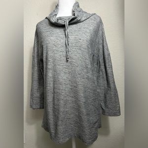 Talbots Women Turtleneck Drop Shoulder Gray 3/4 sleeve Pullover Sz L